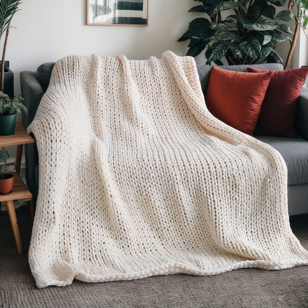 HOME DELUXE Webdecke LIAN Beige Grobstrick Kuscheldecke - Bild 2