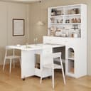 Flieks Küchenbuffet Hochschrank mit klappbarem Esstisch und Rollen Bild 2