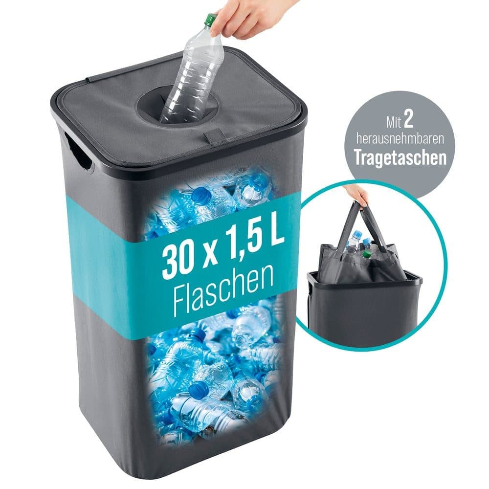 WELLENBORG Flaschensammler 100L Anthrazit mit 2 Tragetaschen - Bild 2
