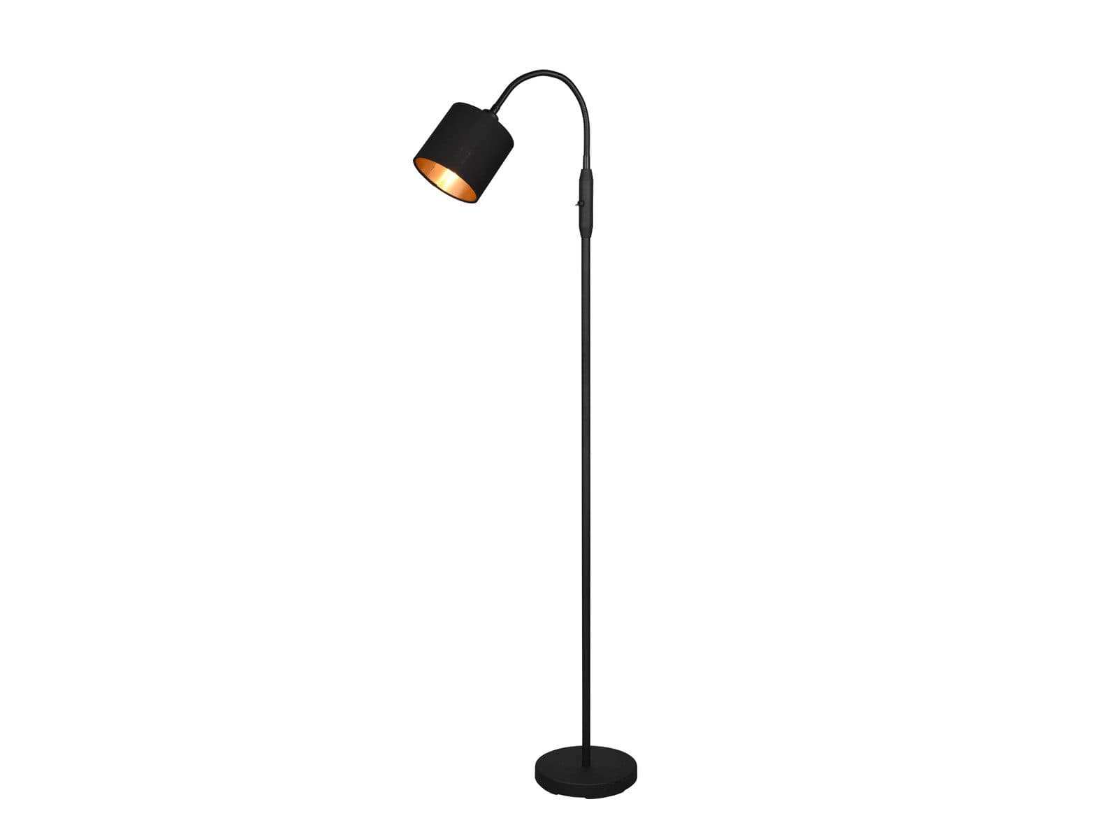 Reality Leuchten LED Stehlampe Flexarm Stoffschirm Schwarz Gold Dimmbar - Bild 2