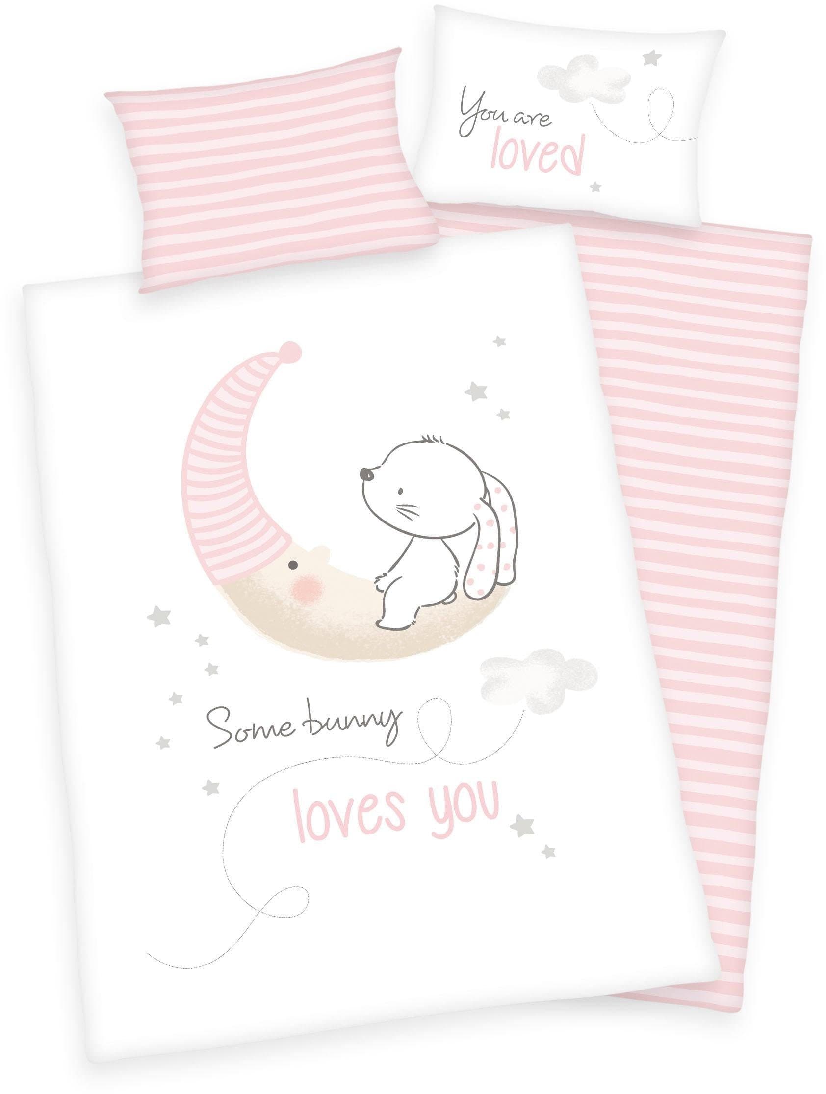 Baby Best Babybettwäsche Little Bunny Rosa/Weiss Wende-Optik - Bild 2