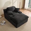 LITBIRD Chaiselongue Loungesofa Schwarz Cordstoff mit Schlaffunktion Bild 2