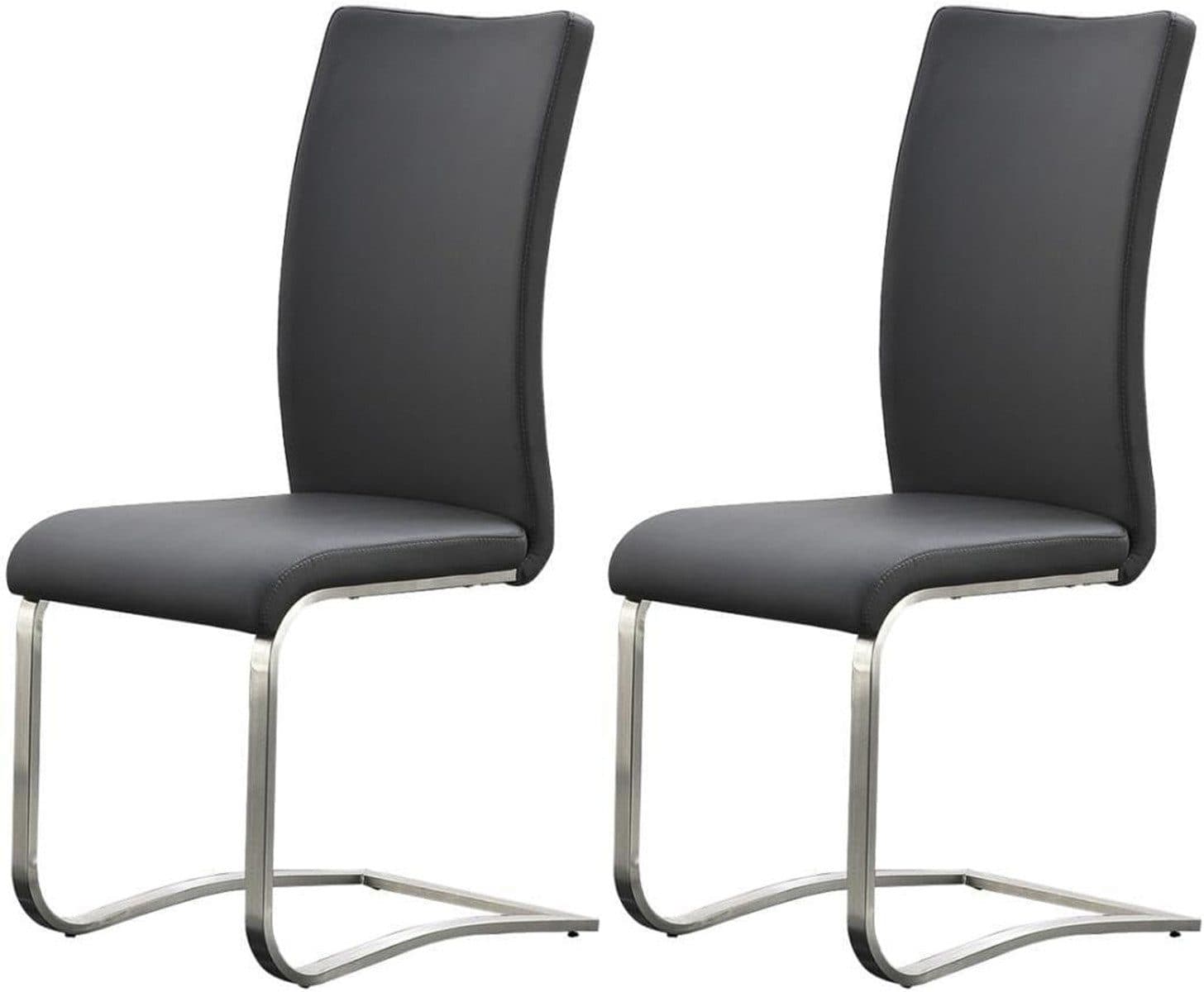 MCA Furniture Arco Esszimmerstuhl Grau Echtleder 2er Set - Bild 2