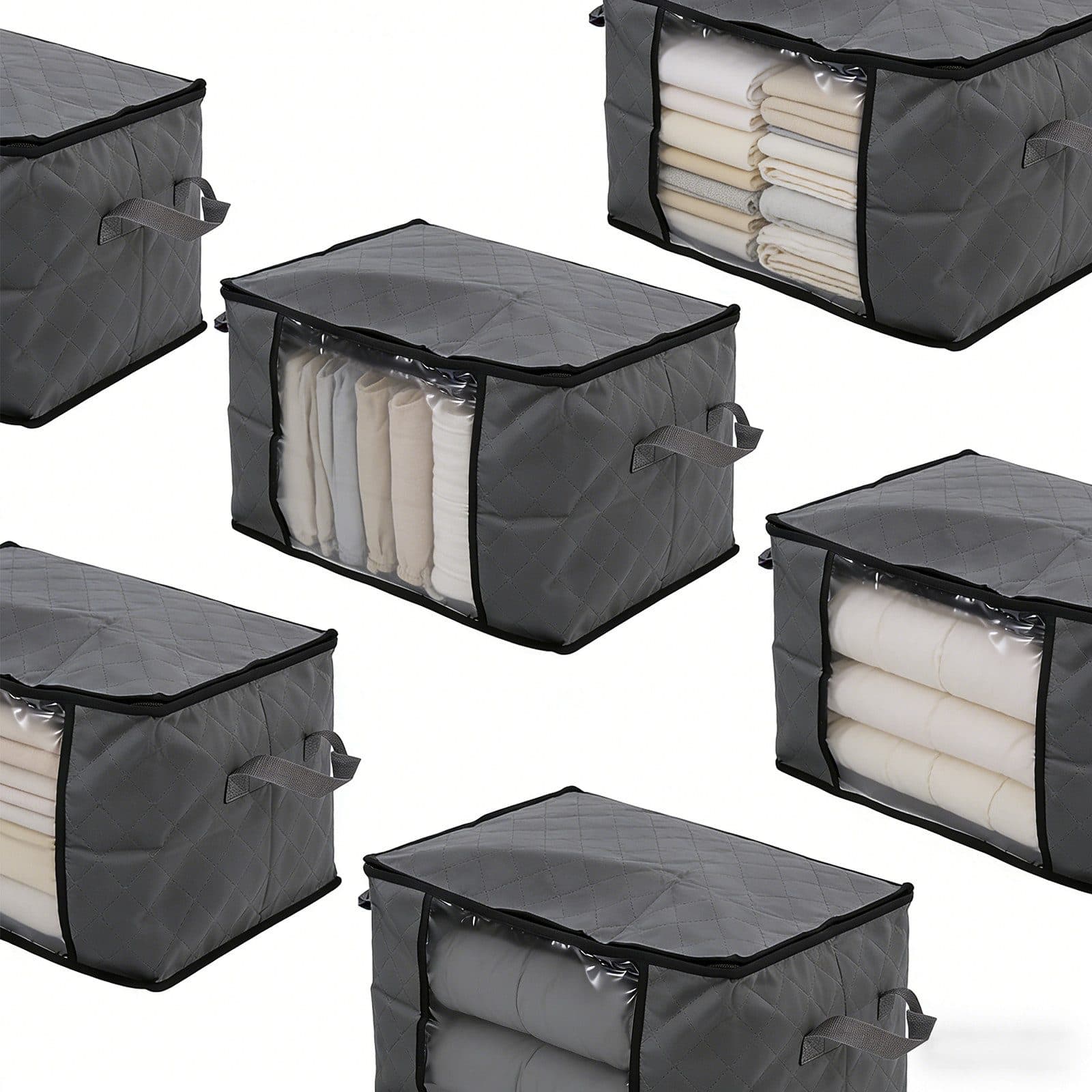 Sekey Aufbewahrungstasche Faltbar Aufbewahrungsbox mit Deckel Aufbewahrungstasche für Bettdecken (6-tlg) Kleiderschrank Organizer mit Reißverschluss Griffe Kleidung Bettwäsche - Bild 2