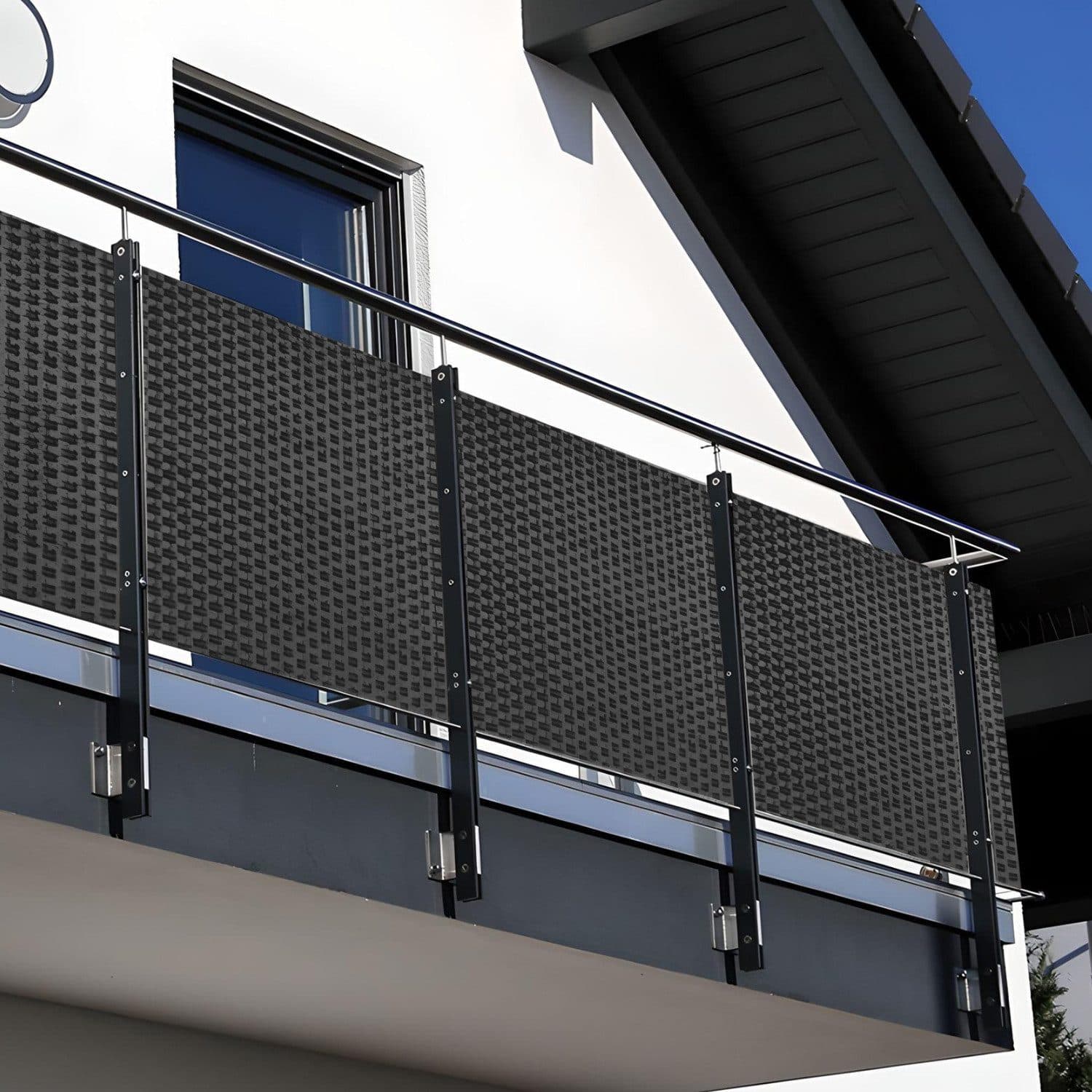 NYVI Balkonsichtschutz Polyrattan Anthrazit 100% Blickdicht UV-fest - Bild 2