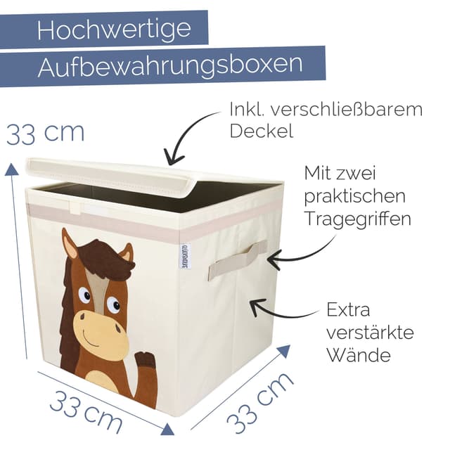 GLÜCKSWOLKE Aufbewahrungsbox Kinder - Spielzeugkiste mit Filzmotiven