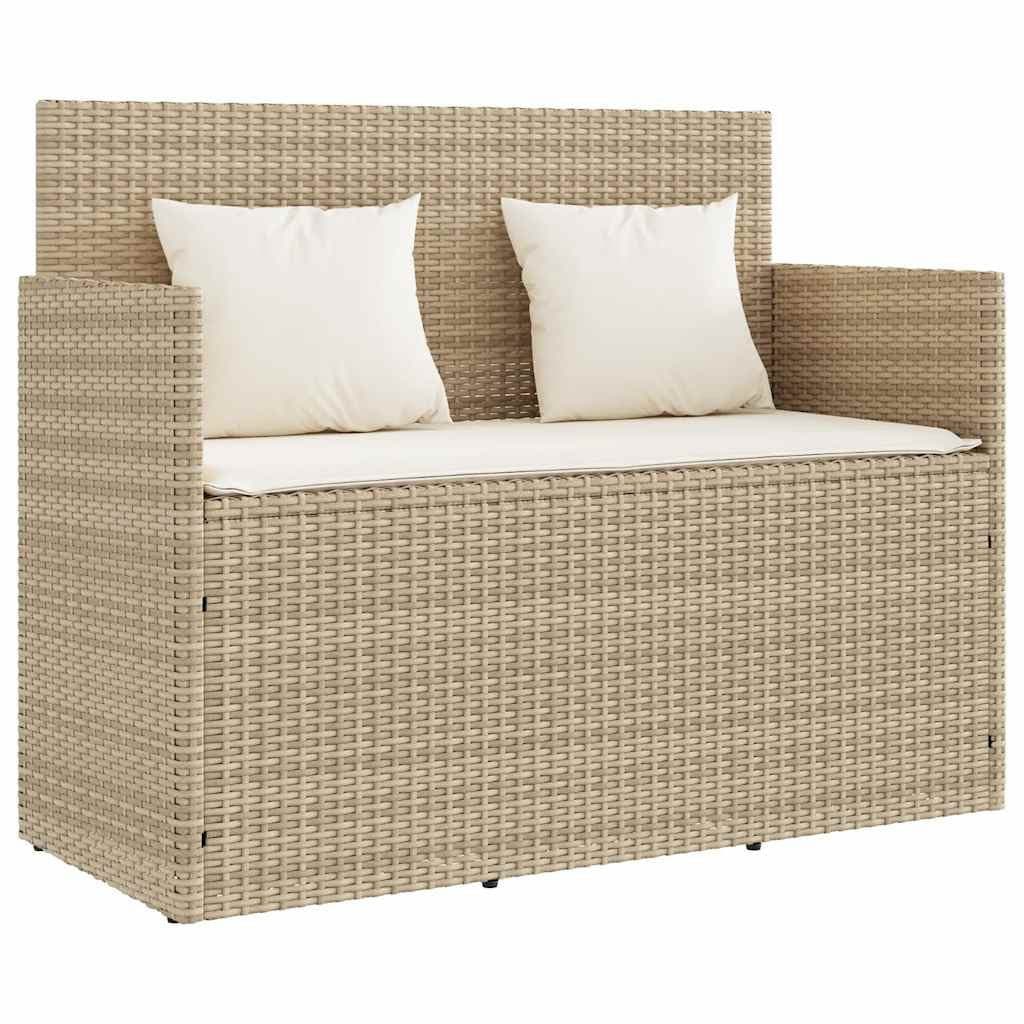 vidaXL Gartenbank mit Kissen Beige Poly Rattan - Bild 2