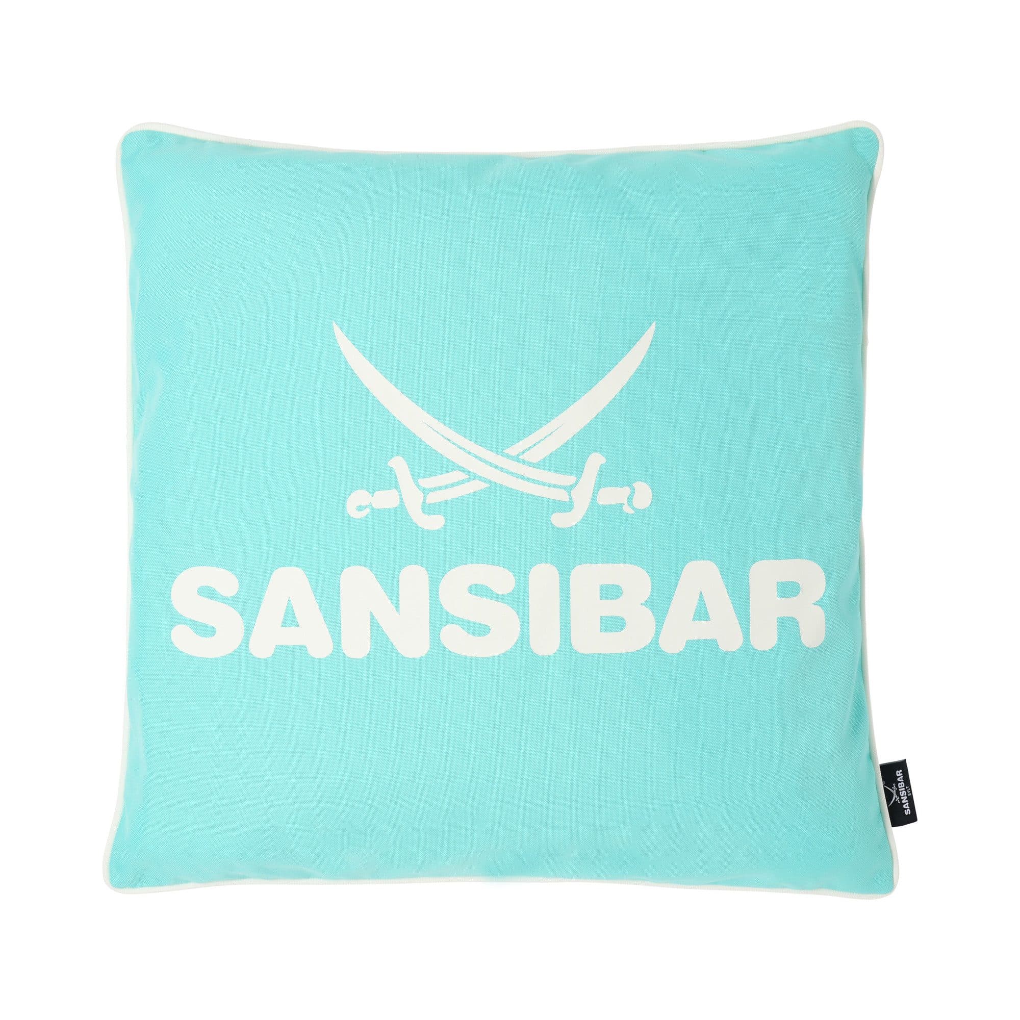Türkis-Weißes Outdoor-Kissen aus 100% Polyester - Bild 2