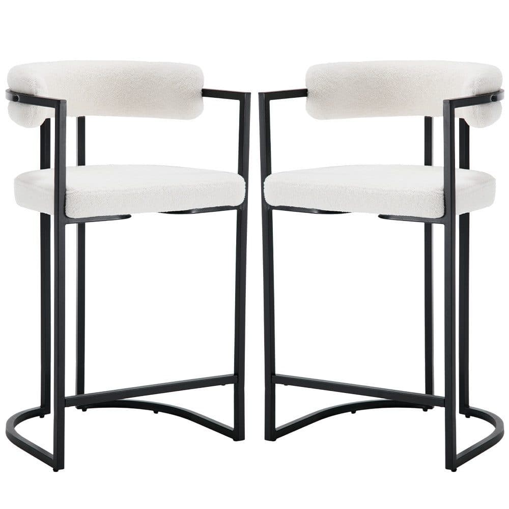 WAHSON OFFICE CHAIRS Barhocker 2er Set Samt Metallbeine - Bild 2