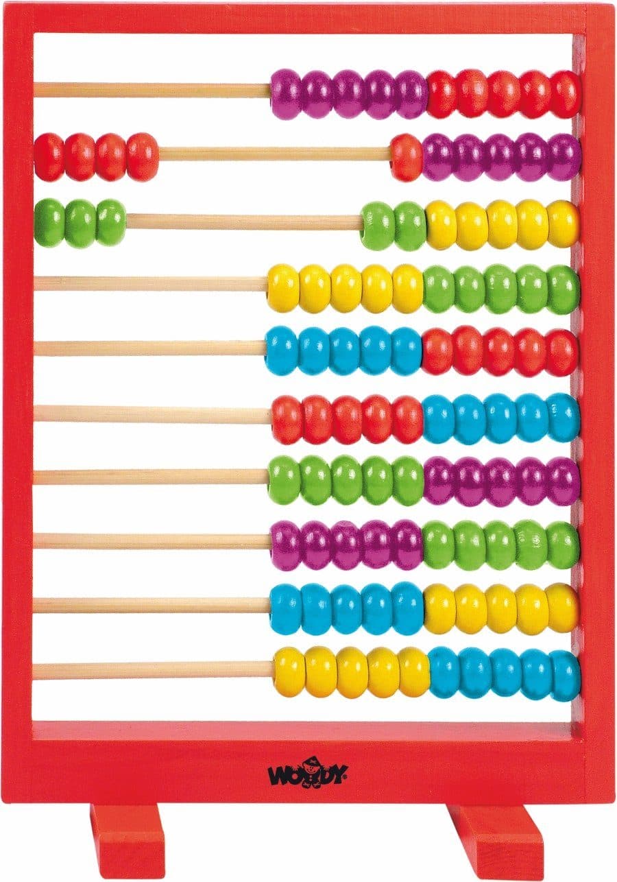 Woodyland Rechenschieber 90009 Holz Abacus mit 100 bunten Kugeln