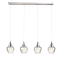 NOWA Pendelleuchte Drop 4-flammig Silber Metall Glasschirm Bild 2
