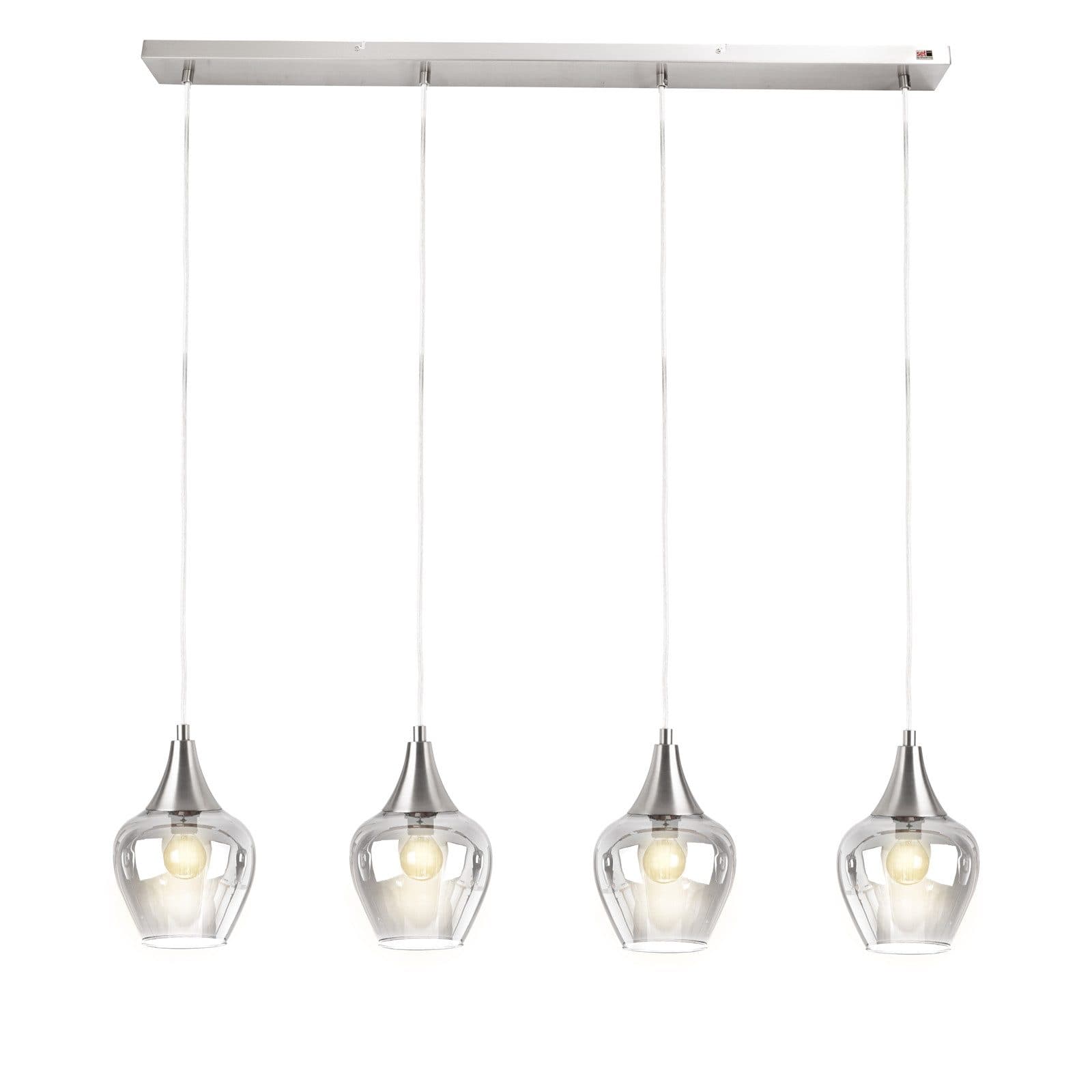 NOWA Pendelleuchte Drop 4-flammig Silber Metall Glasschirm - Bild 2