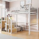 Flieks Hochbett Einzelbett 90x200cm mit Stauraumtreppe Weiß Bild 2