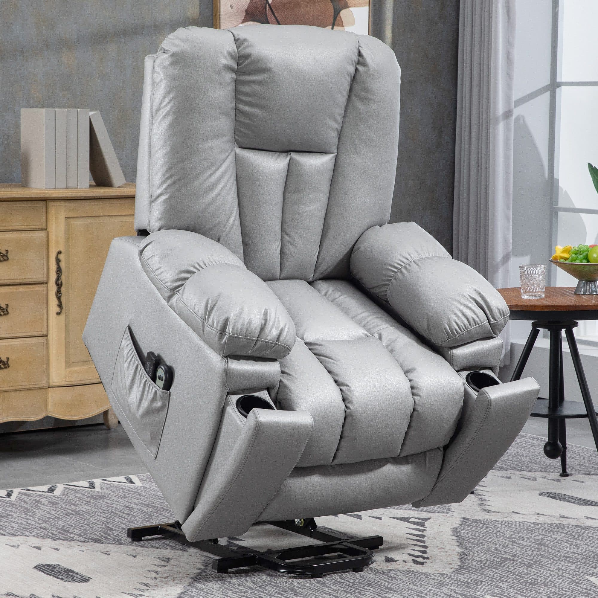 HOMCOM Elektrischer Aufstehsessel mit Massagefunktion Grau - Bild 2