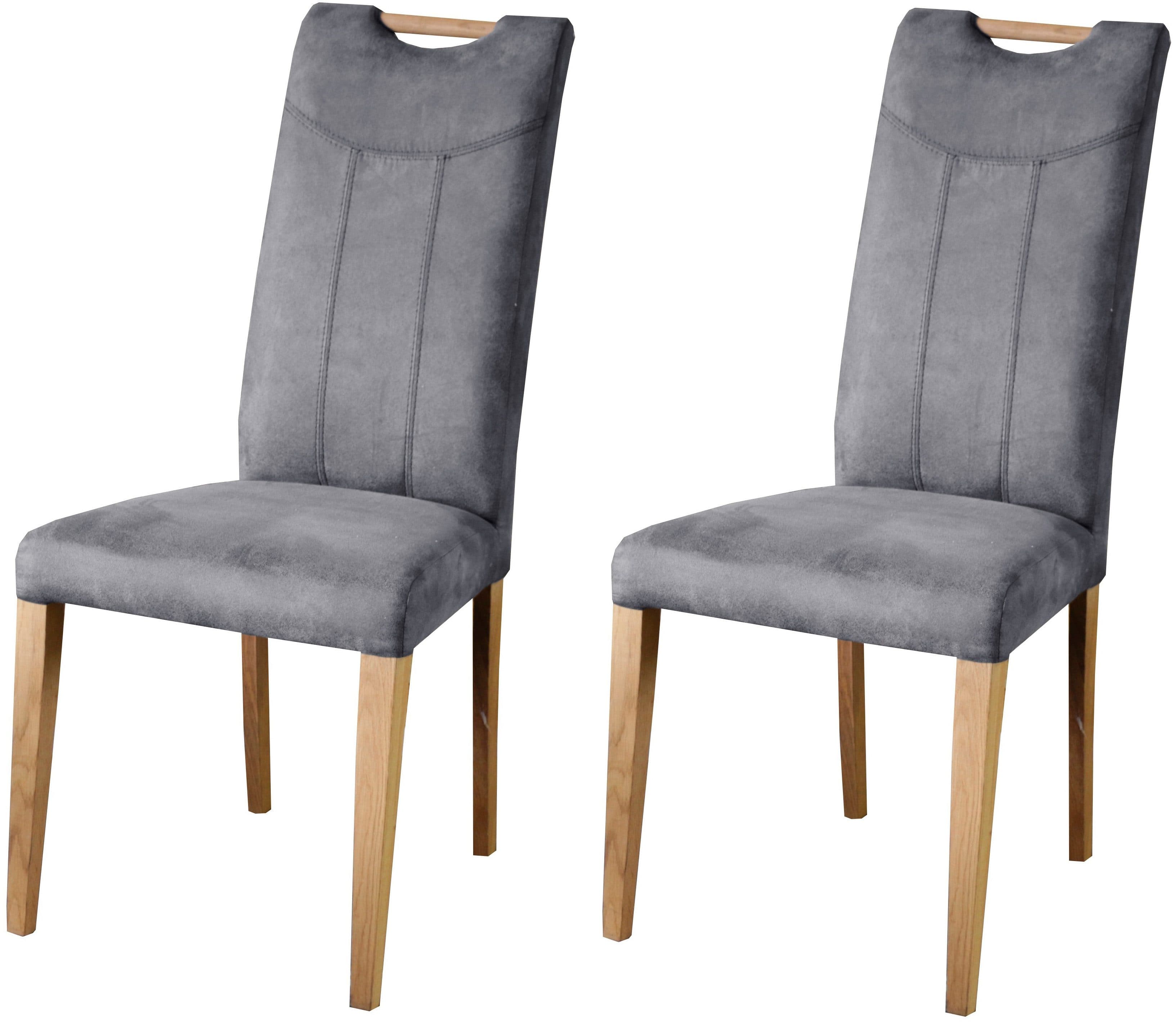 Home affaire Esszimmerstuhl Roberta Set 2 Stuhl Eiche massiv Grau Microfaser - Bild 2