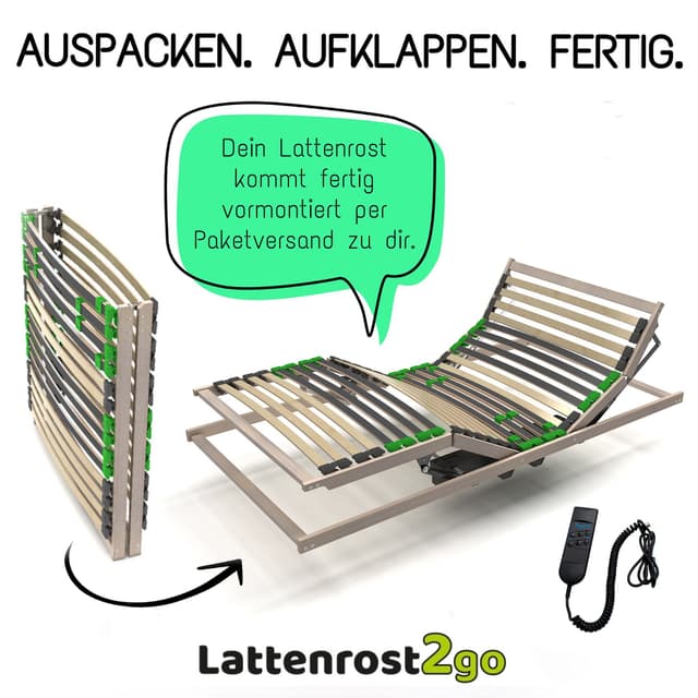 Lattenrost2go MotoSTAR - Motorisch Verstellbarer Lattenrost mit Fernbedienung
