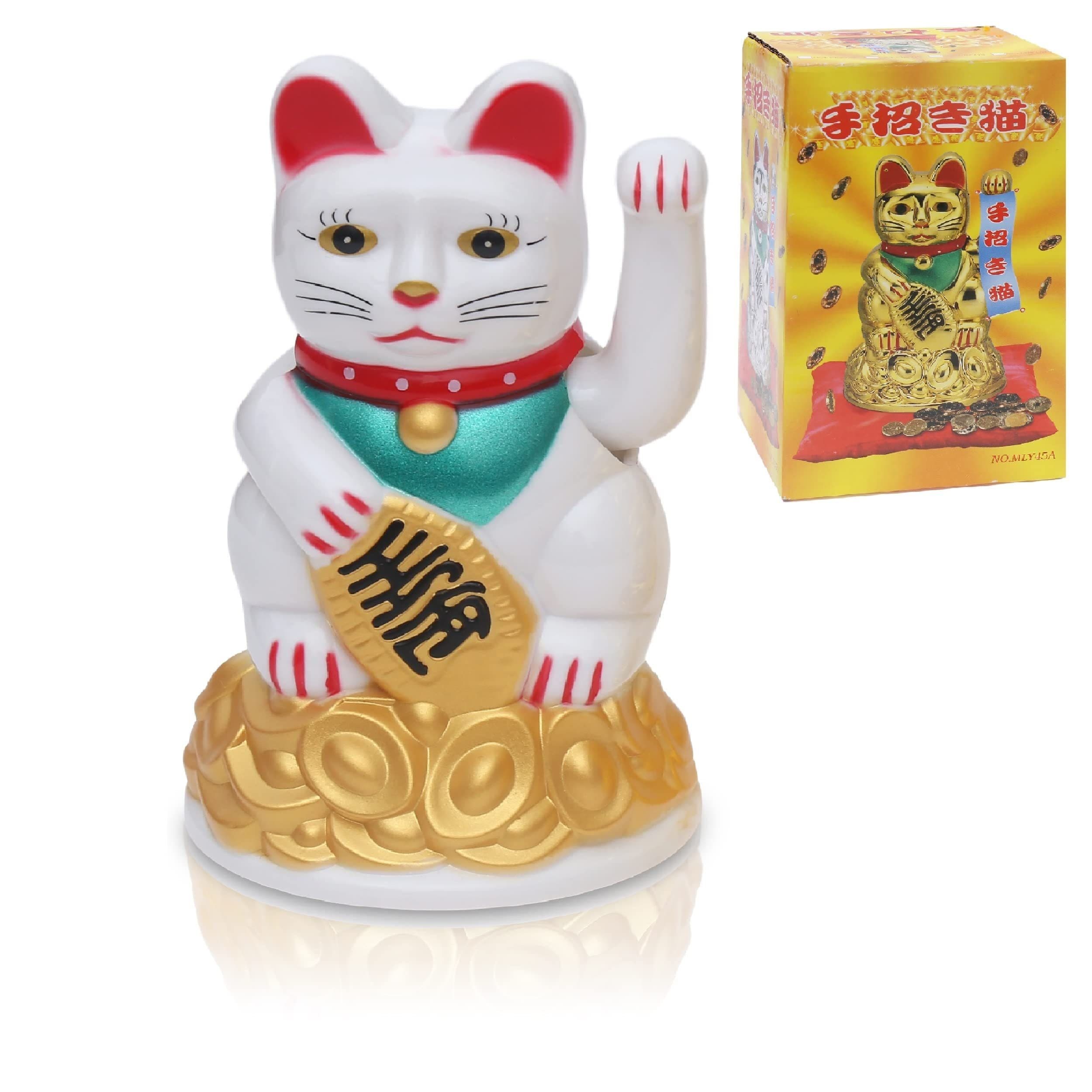Flanacom Winkekatze Weiß Wackelfigur Glücksbringer - Bild 2