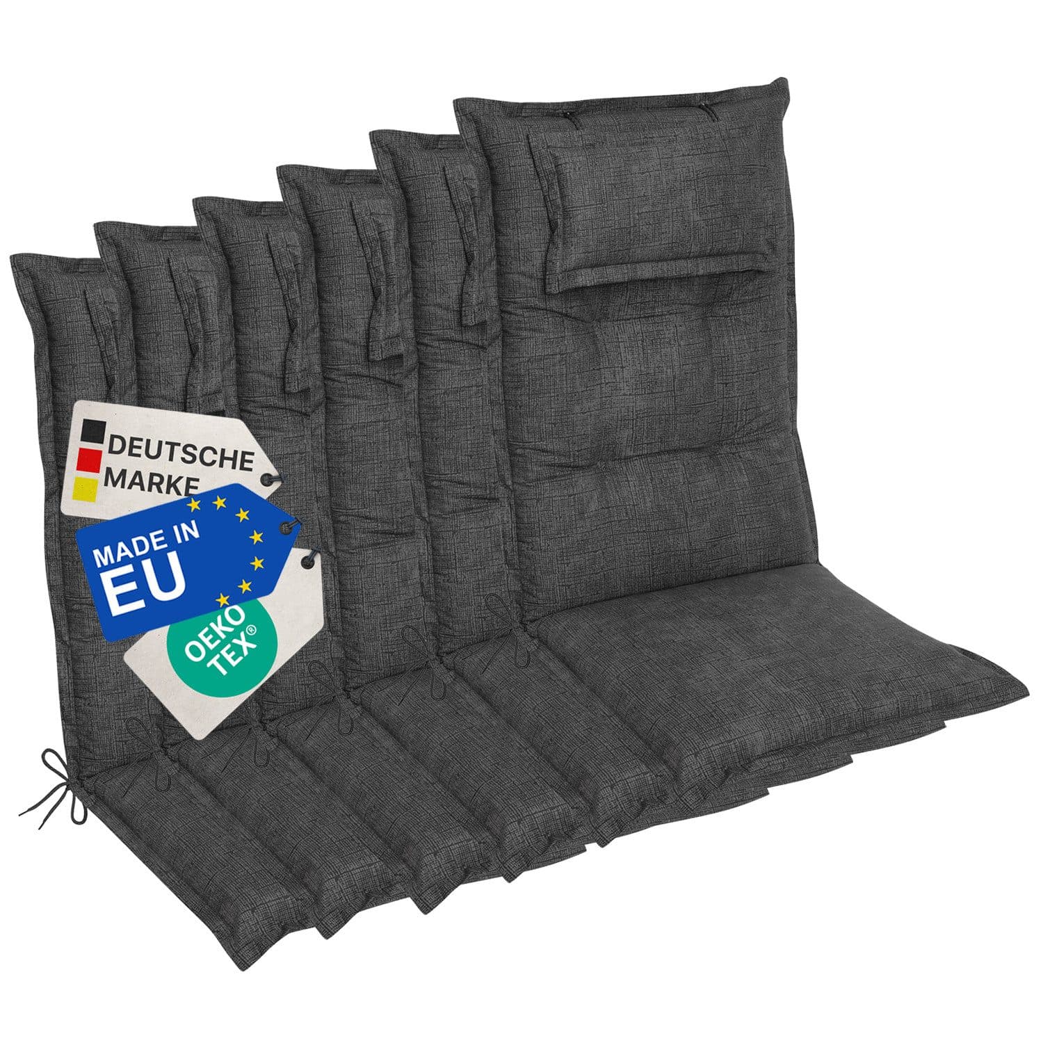 NYVI Hochlehnerauflage 6er Set Anthrazit 8 cm Komfort - Bild 2