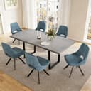 Jiexi Essgruppe mit ausziehbarem Tisch und 6 blauen Stühlen Bild 2