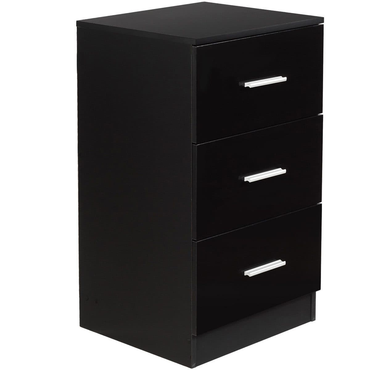 COSTWAY Aktenschrank 3 Schubladen Schwarz Büroschrank Beistelltisch - Bild 2