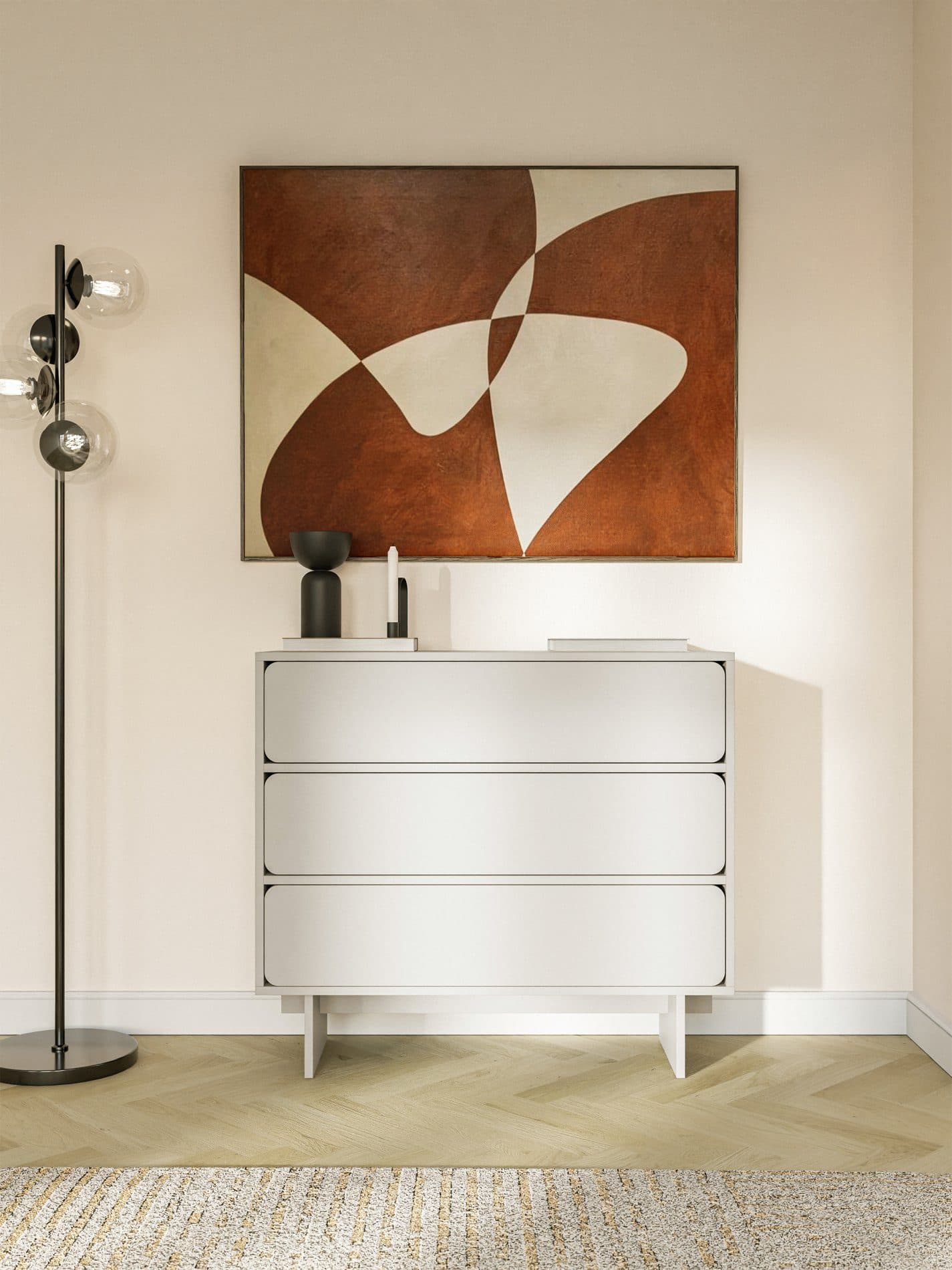 Selsey Kommode WUWU Grau Beige 3 Schubladen Modern - Bild 2