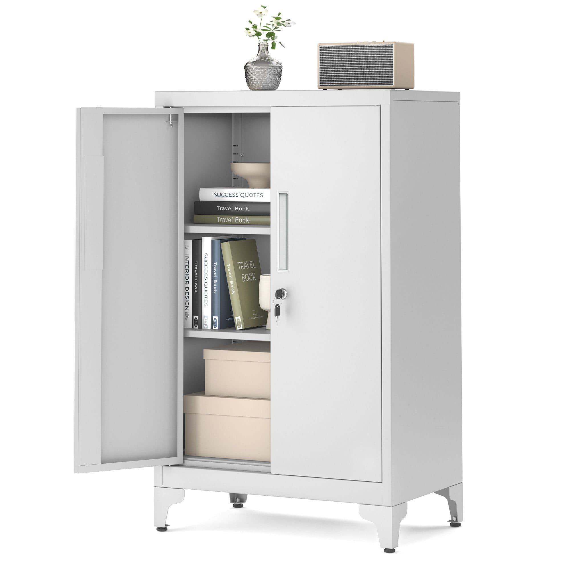 SONGMICS Aktenschrank Mehrzweckschrank Büroschrank 2 Türen abschließbar Stahl - Bild 2