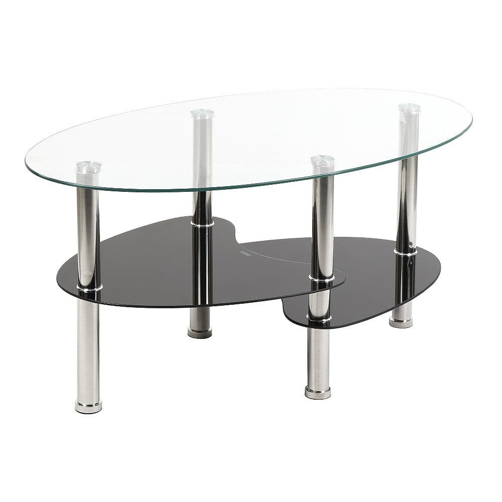 JEOBEST Couchtisch Glastisch Transparent 2 Ebenen Oval Modern Design - Bild 2
