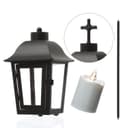 MARELIDA LED Grablaterne Schwarz mit LED Kerze und Erdspieß Bild 2