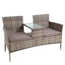 ESTEXO Polyrattan Gartenbank 2-Sitzer mit Tisch Beige-Braun Bild 2