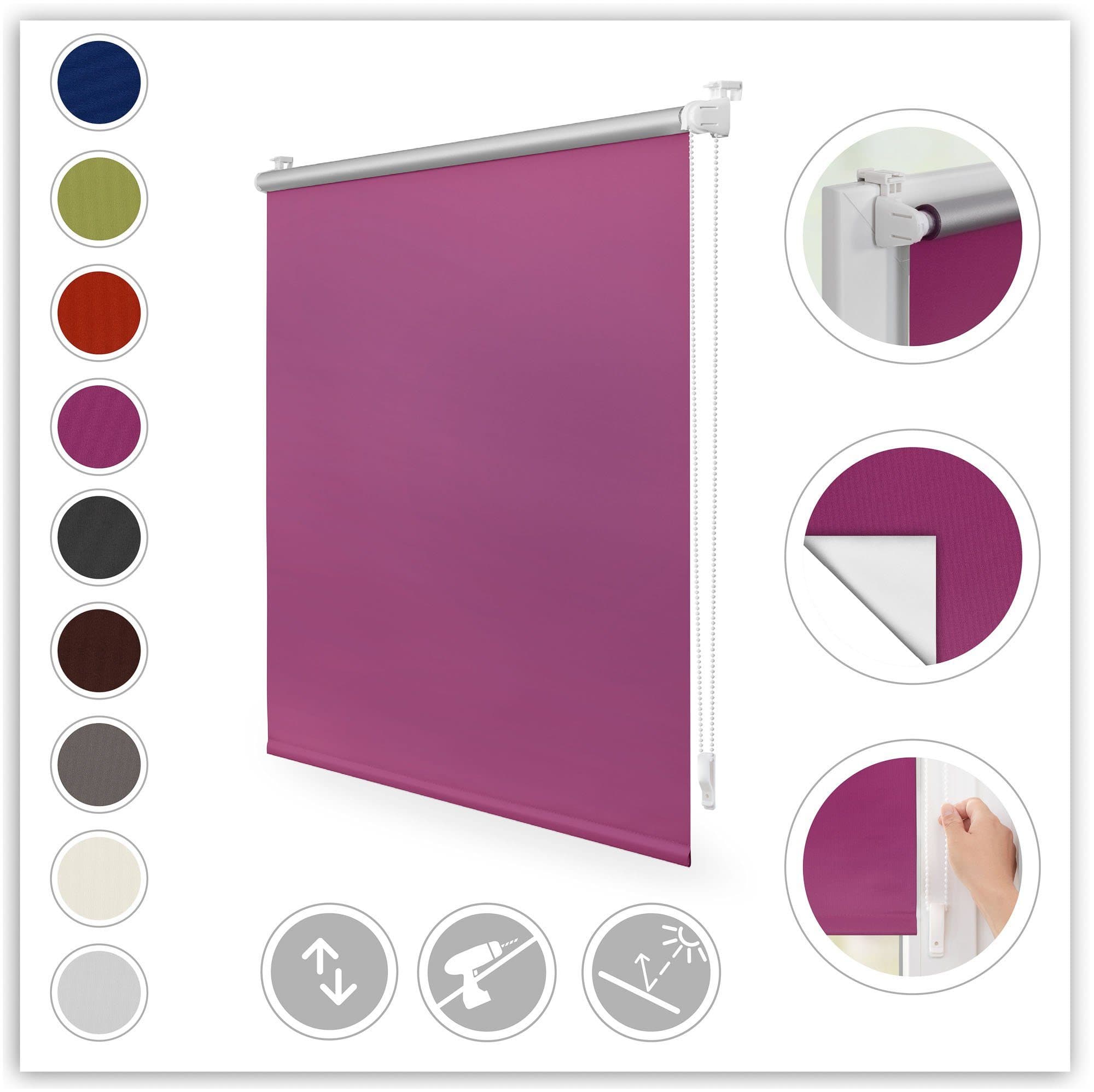 Seitenzugrollo LICHTBLICK Klemmfix Hitzeschutz fuchsia - Bild 2