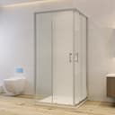 AQUABATOS Eckdusche U-Form mit Schiebetür ESG Glas silber Bild 2