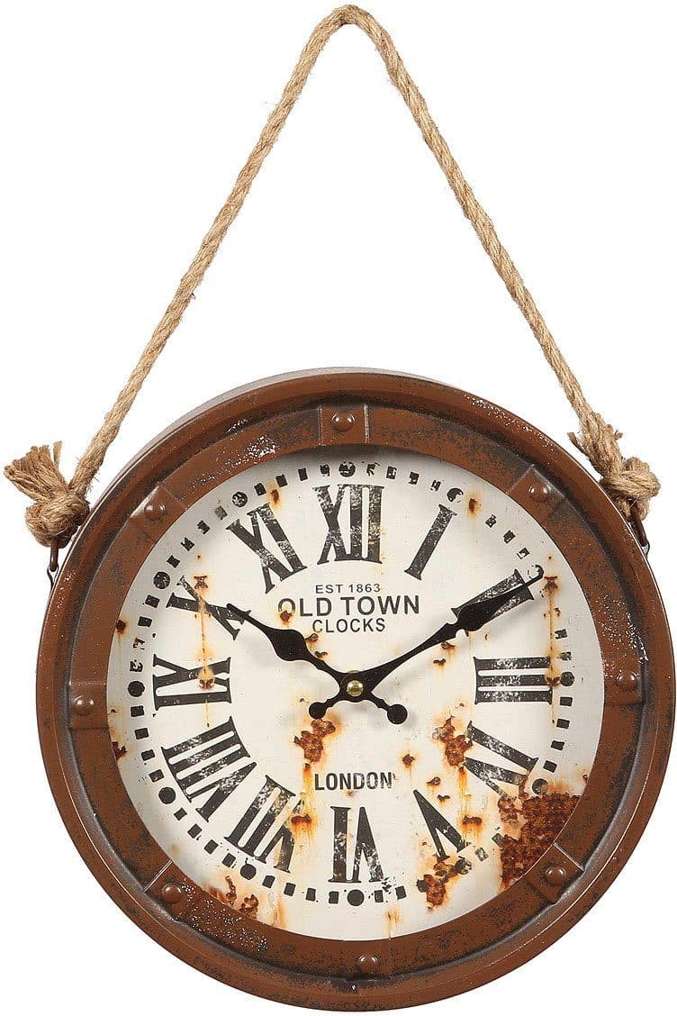 Ambiente Haus Old Town Schiffs Wanduhr 27,7cm Braun Rost-Look