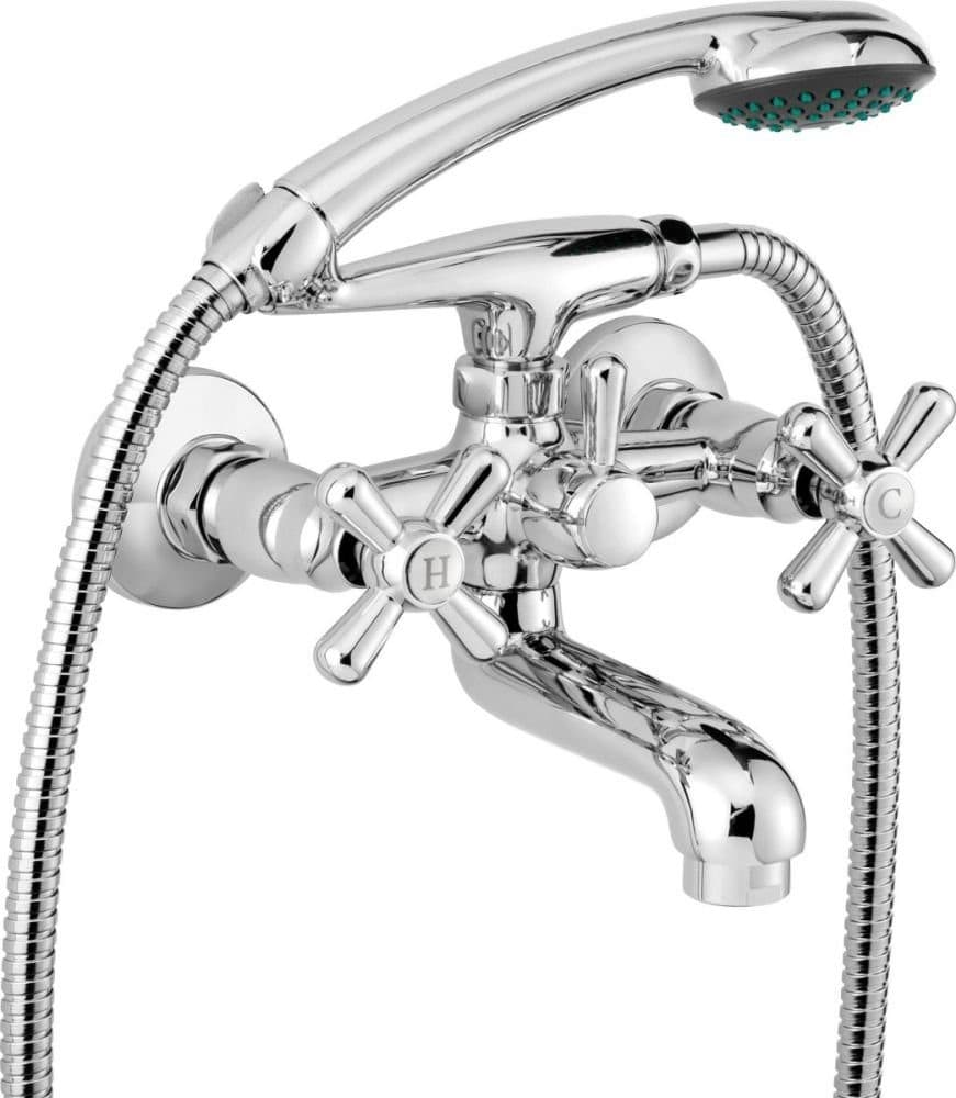 Deante Wannenarmatur Symetrio Messing verchromt mit Brauseschlauchanschluss inkl. Handbrause - Bild 2