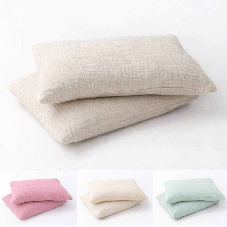BABEES Kissenbezüge 2er Set Musselin Baumwolle Beige 40x60/30x50 cm - Bild 2