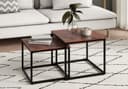 Home Collective Couchtisch Set 2er aus Holz, Wohnzimmertisch Modern, Beistelltisch Set 2 in 1 mit Metallgestell, kratzfeste Oberfläche, quadratisch in Eiche dunkel Bild 2