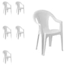 Mojawo Outdoor Stapelstuhl 6er Set Weiß Kunststoff Bild 2