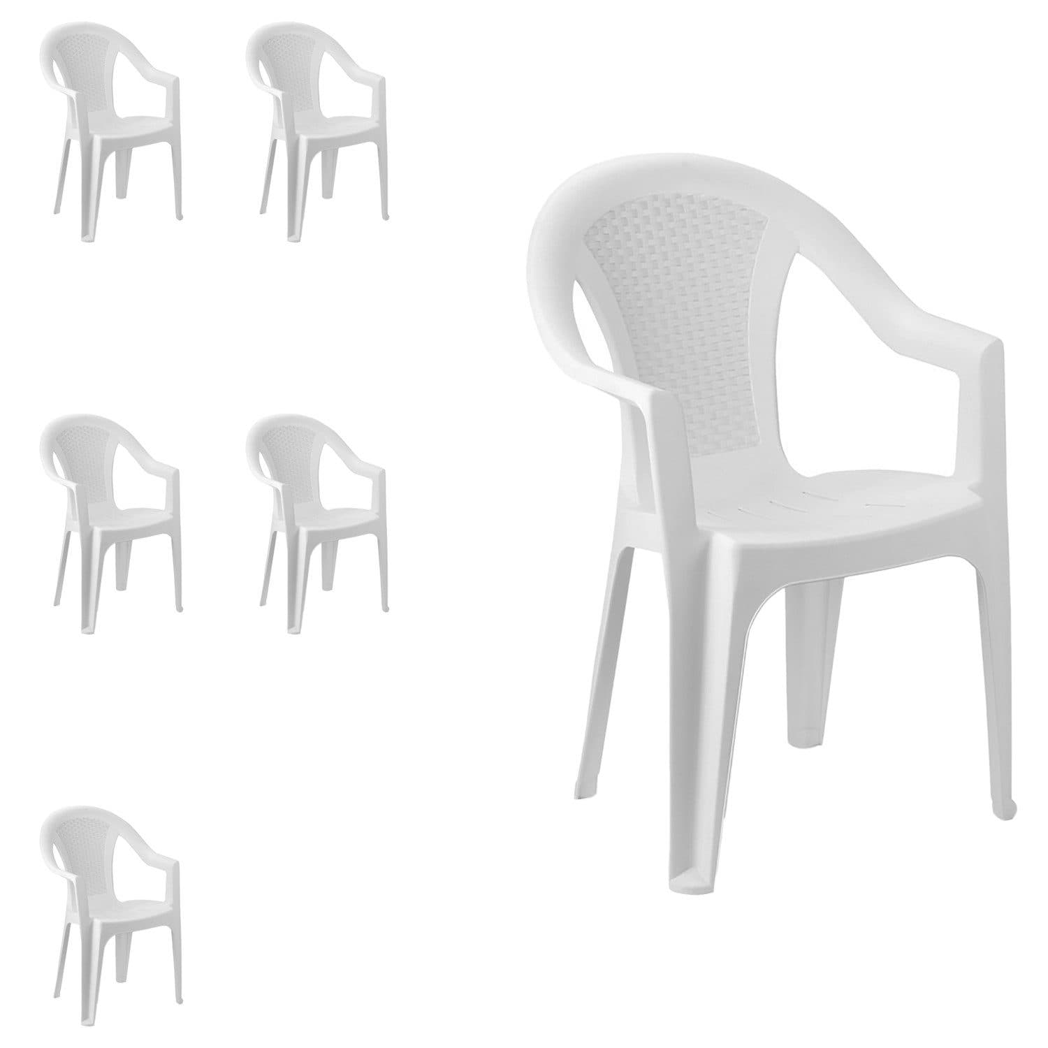 Mojawo Outdoor Stapelstuhl 6er Set Weiß Kunststoff - Bild 2