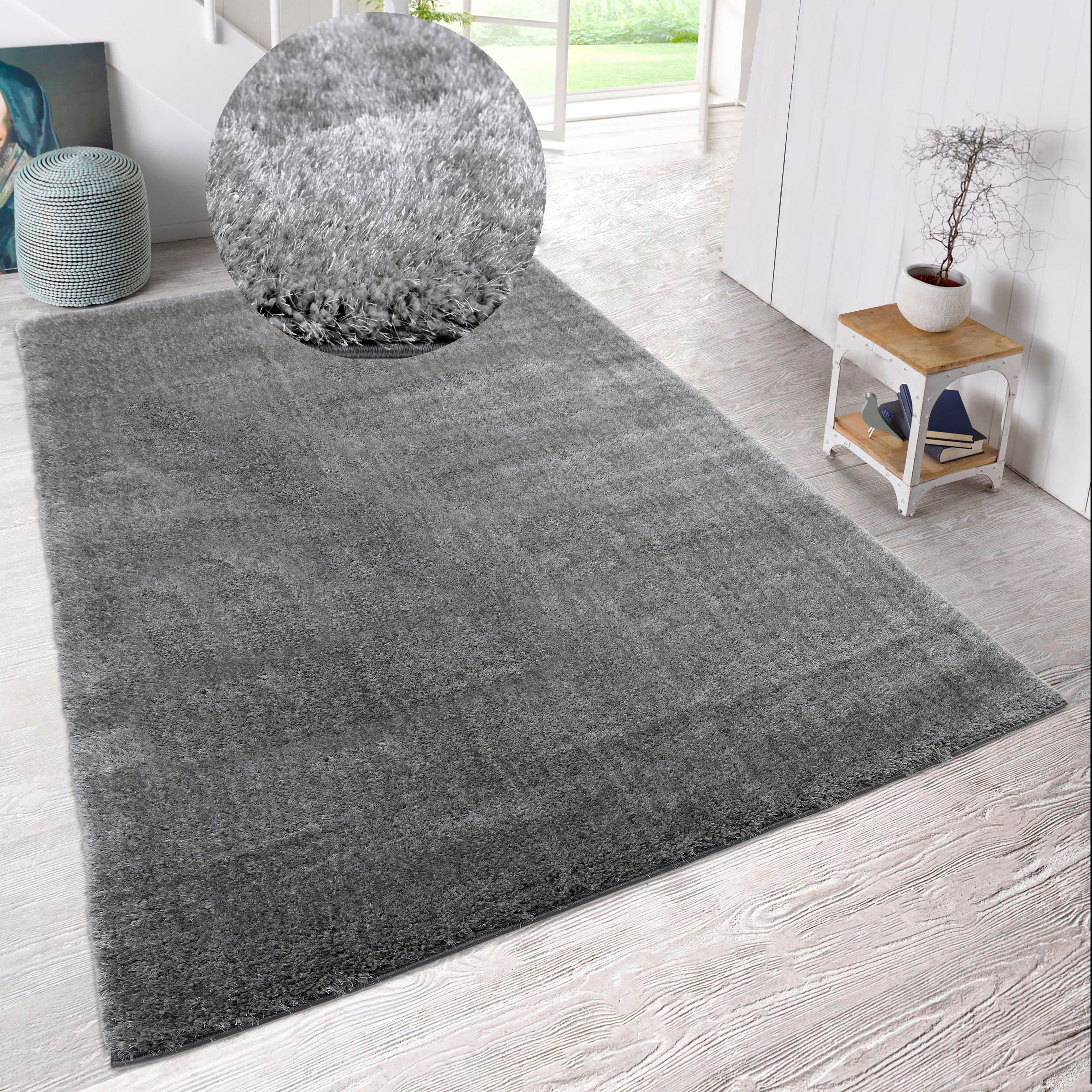 MY HOME Hochflor-Teppich Malin Grau Shaggy Uni - Bild 2