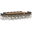 vidaXL Garten-Essgruppe 17-tlg. Grau Poly Rattan mit Kissen Bild 2
