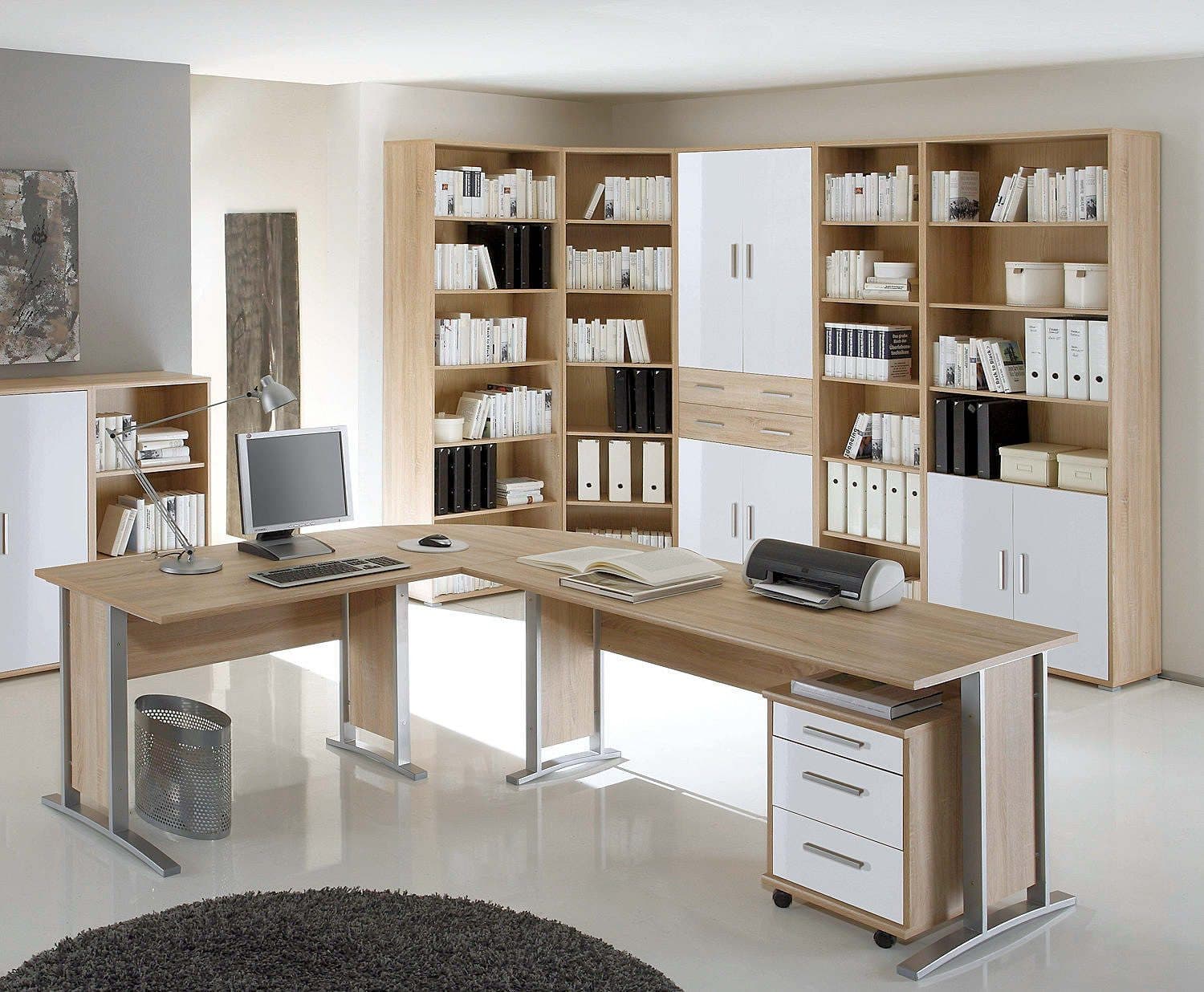 moebel-dich-auf Büromöbel-Set OFFICE LINE 220 Eiche Sonoma Weiß