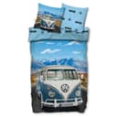 Retro Bettwäsche mit Oldtimer-Motiven und Bergen-Design Bild 2