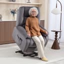 HOMCOM Relaxsessel Fernsehsessel mit Aufstehhilfe und Massagefunktion Dunkelgrau Bild 2
