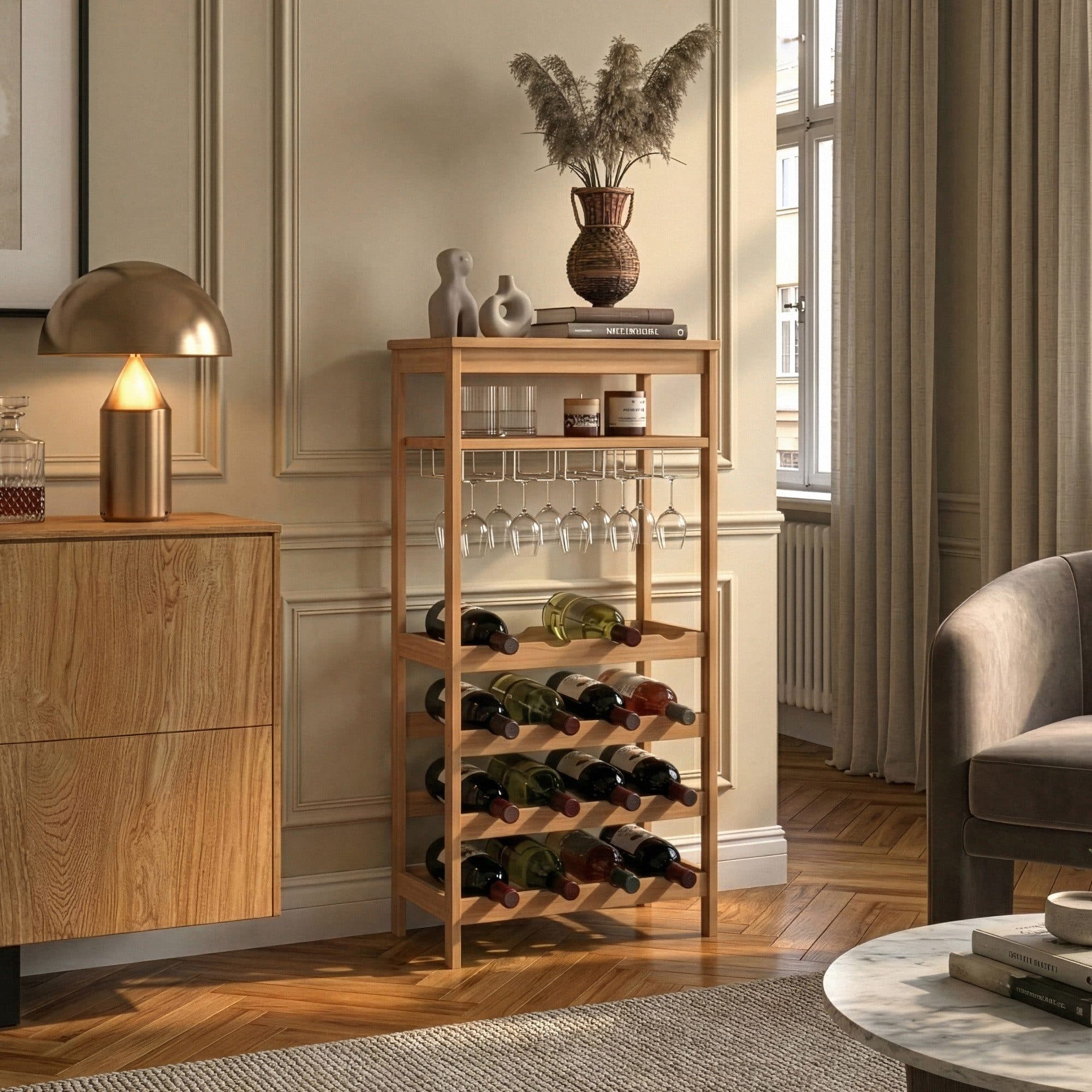 en.casa Weinregal Fillby 16 Flaschen Bambus Natur - Bild 2