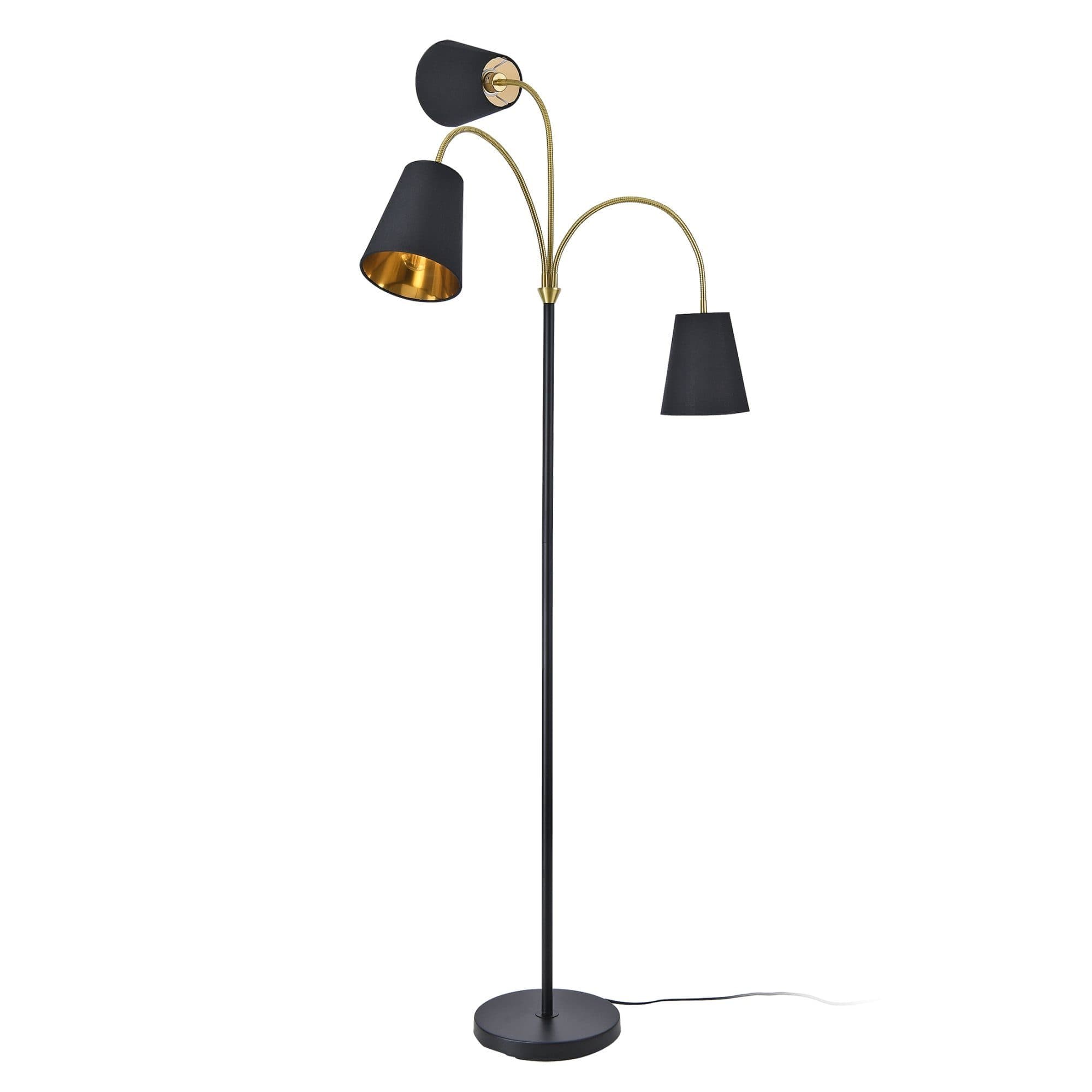 lux.pro Stehlampe Wycombe 3-flammig Metall Textil Schwarz/Gold - Bild 2