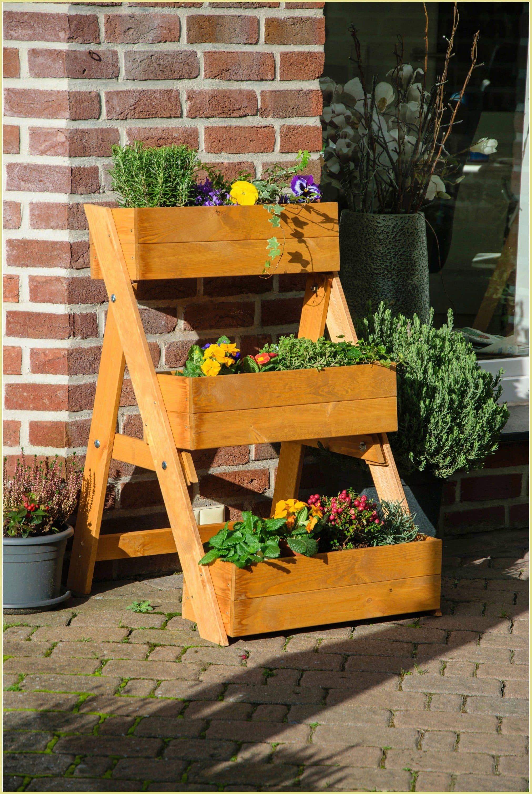 Dobar Dreistufige Pflanztreppe aus Holz Braun - Bild 2