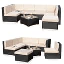 Feel2Home Gartenlounge Set Grau Polyrattan mit Kissen Bild 2