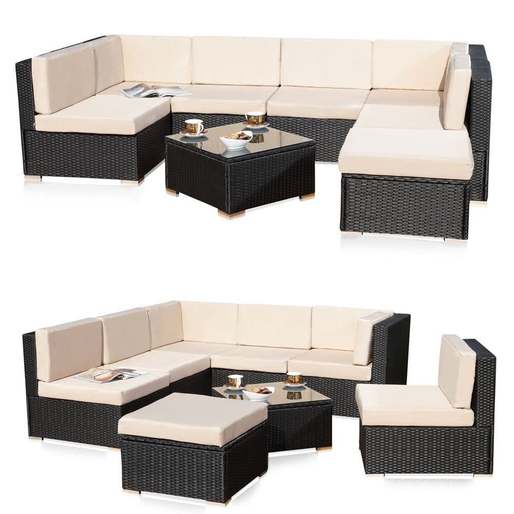 Feel2Home Gartenlounge Set Grau Polyrattan mit Kissen - Bild 2