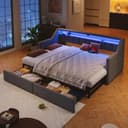 Flieks Daybett Polsterbett 90/180x200cm mit USB-Aufladen, LED-Leiste und 2 Schubladen Bild 2