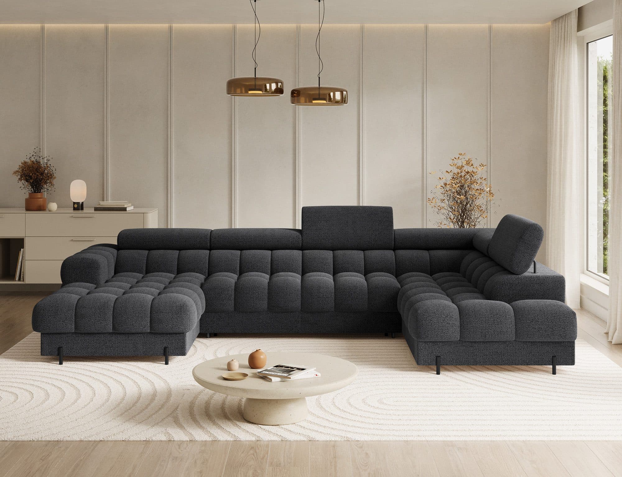 Lukas Möbel Wohnlandschaft Falco XXL-Sofa U-Form mit Schlaffunktion & Bettkasten - Bild 2