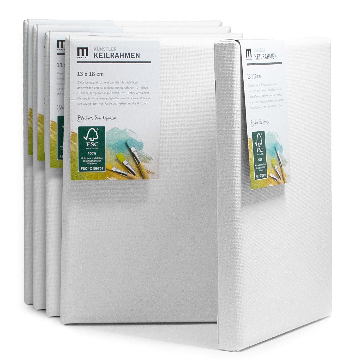 M MERCEO Leinwand 5er-Set 13x18cm Baumwolle Keilrahmen 280g/m - Bild 2